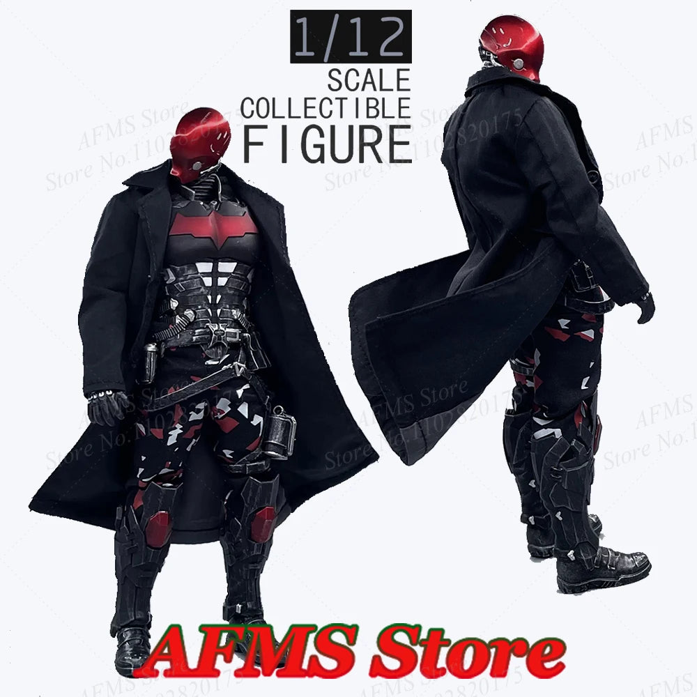 1/12 Men Soldier Coat Red Hood The Clown Batman Black Trench Coat Streetwear Windbreaker Fit 6Inch Action Figure Model