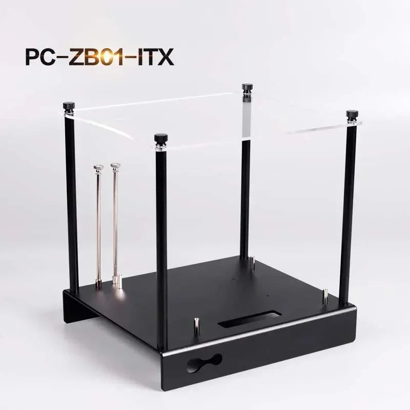 Mini MATX Computergehäuse Aluminiumhalterung PC-ZB01-ITX M-ATX/ATX Vollaluminium-Computergehäuse Offenes kleines Gehäuse Micro ATX HTPC