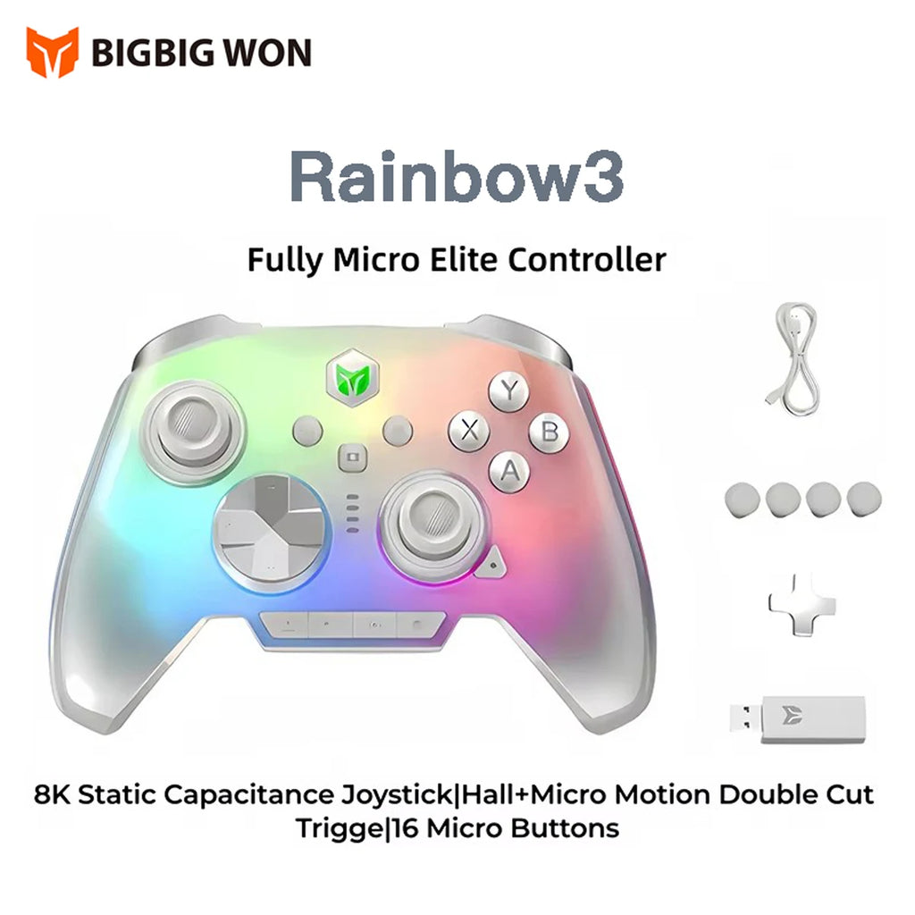 NEW BIGBIG WON Rainbow3 Wireless Game Controllers NearLink 2.4G Hall Joystick Micro Motion Button RGB Gamepad for PC/Switch/XBox