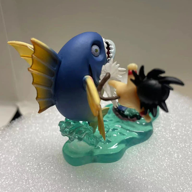 6,5 cm Anime Dragon Ball Kinder Goku Figur Son Goku Kick Fish PVC Statue Actionfiguren Sammlermodell Spielzeug Geschenke