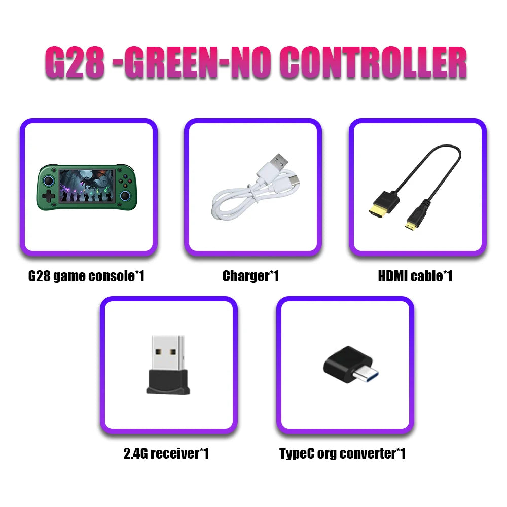New 64G G28 Handheld Retro Game Console EmuELEC 4.7 OS Portable Game Player with 21000+ Games for PS1/PSP/FC/NES/SS/N64/GB/MD