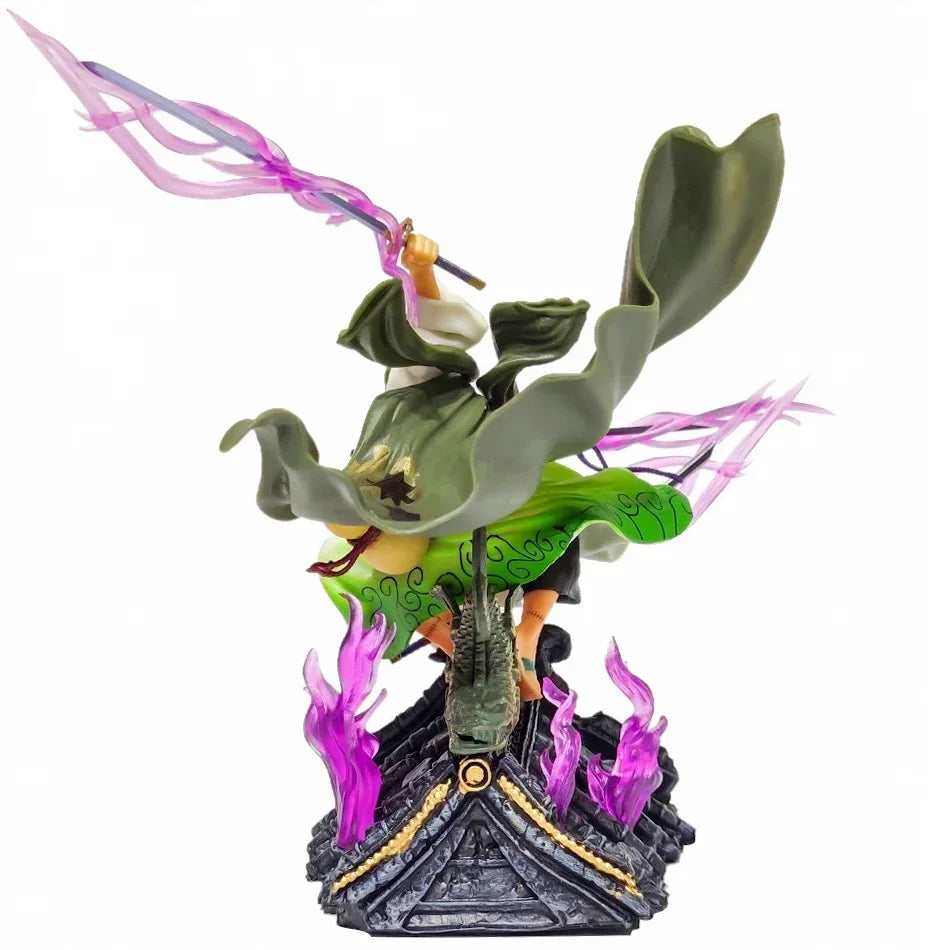 One Piece Figure 22cm Roronoa Zoro Roof Sauron Three-Knife Fighting Skill Anime Action Model Decorations PVC Toys Birthday Gifts