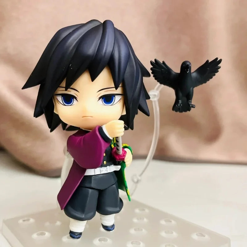 In Stock Demon Slayer Tomioka Giyu Q Version Anime Action Figure 3 Replaceable Faces Kawaii Collectible Model Toy Ornament