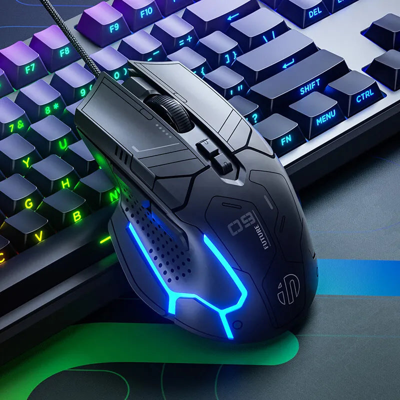 Inphic PG9 Wired Mouse 75g Lightweight Gaming Mouse for Esports Games 12800DPI 6 Buttons RGB light effect