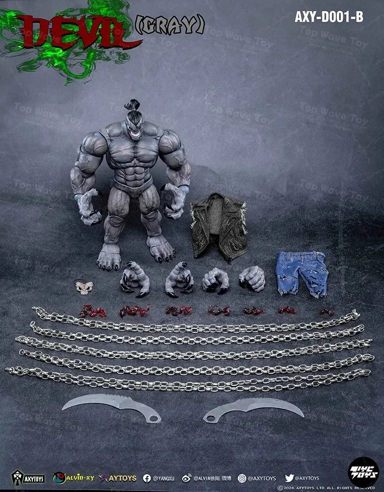 2025 NEW STOCK  AXYTOYS 1/12 Scale In Stock New Demon Unpainted Prototype Devil Red Crimson Demon Model Fast Dispatch Axytoys