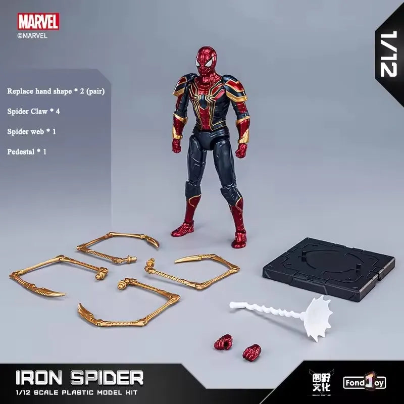 Anime Figure Marvel Hero Iron Man 1/12 Model Assembly Kit Disney Figure Building Blocks Joint Movable Toy Kids Puzzles Gift