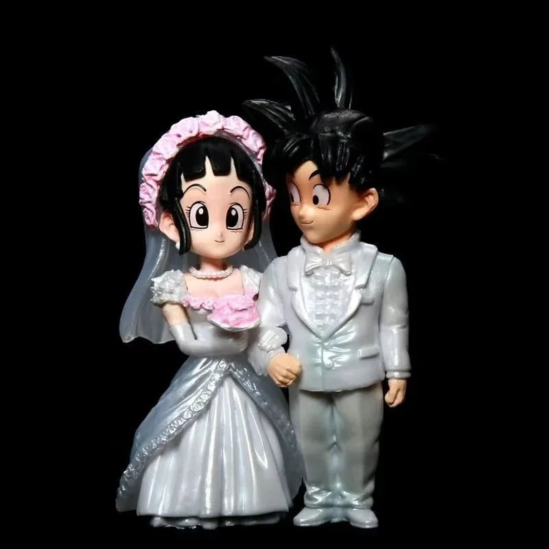 Son Goku and Chichi Wedding Mariage Model Dragon Ball Z Action Figure DBZ Somersault Figurine Anime PVC GK Statue Ornament Toys