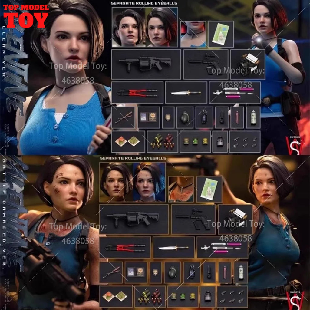 SWTOYS FS072 FS073 1/6 Normal Damaged Action Figure Dolls with Movable Eyes Head Sculpt Model 12'' FemaleSoldier for Collectible