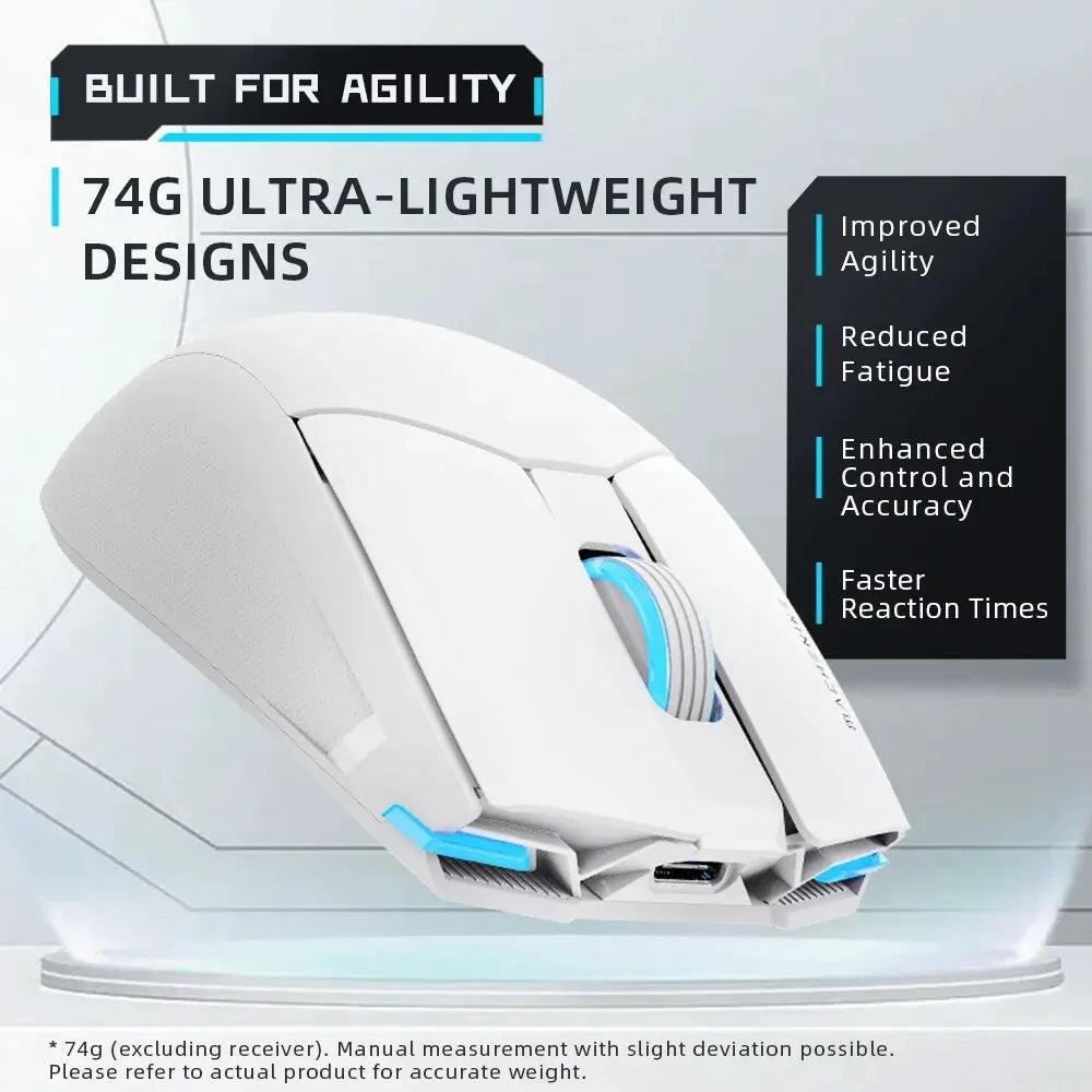 Геймърска мишка Machenike M7 Pro, USB, кабелна, 2.4GHz, безжична, PAW3395, 26000DPI, 650IPS, 7 бутона, 74g RGB, за лаптоп, компютър, геймърска