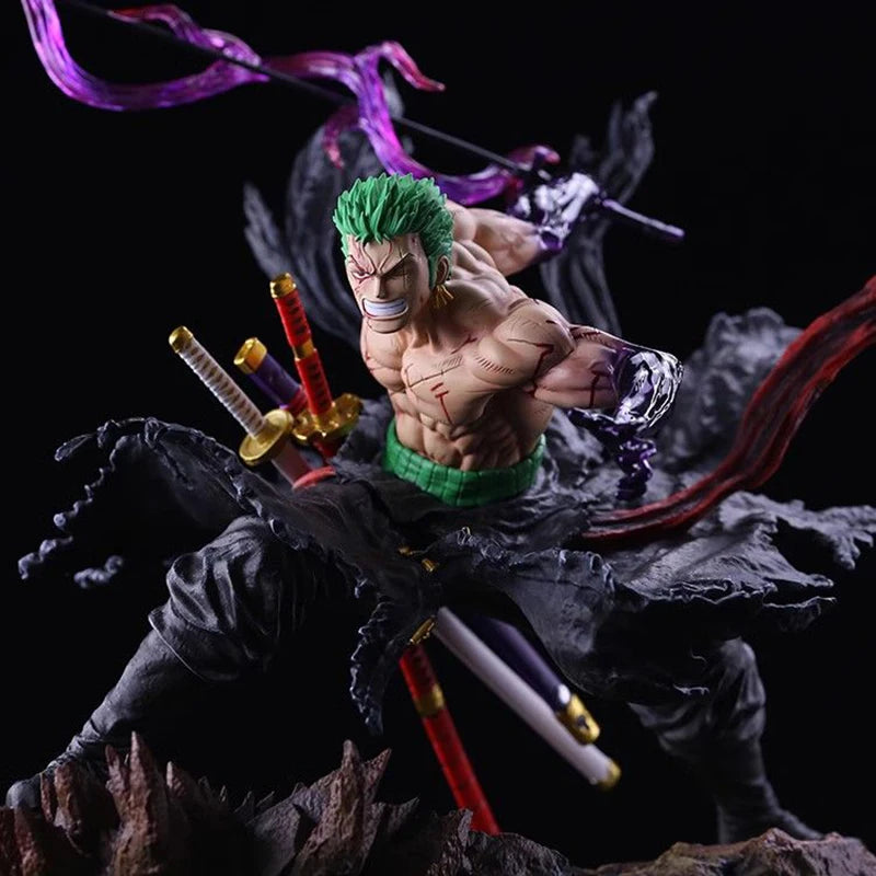 25cm Anime One Piece Zoro Figures Bloodbath Roronoa Zoro Action Figures Double Headed PVC Model Collection Toys Decoration Gifts
