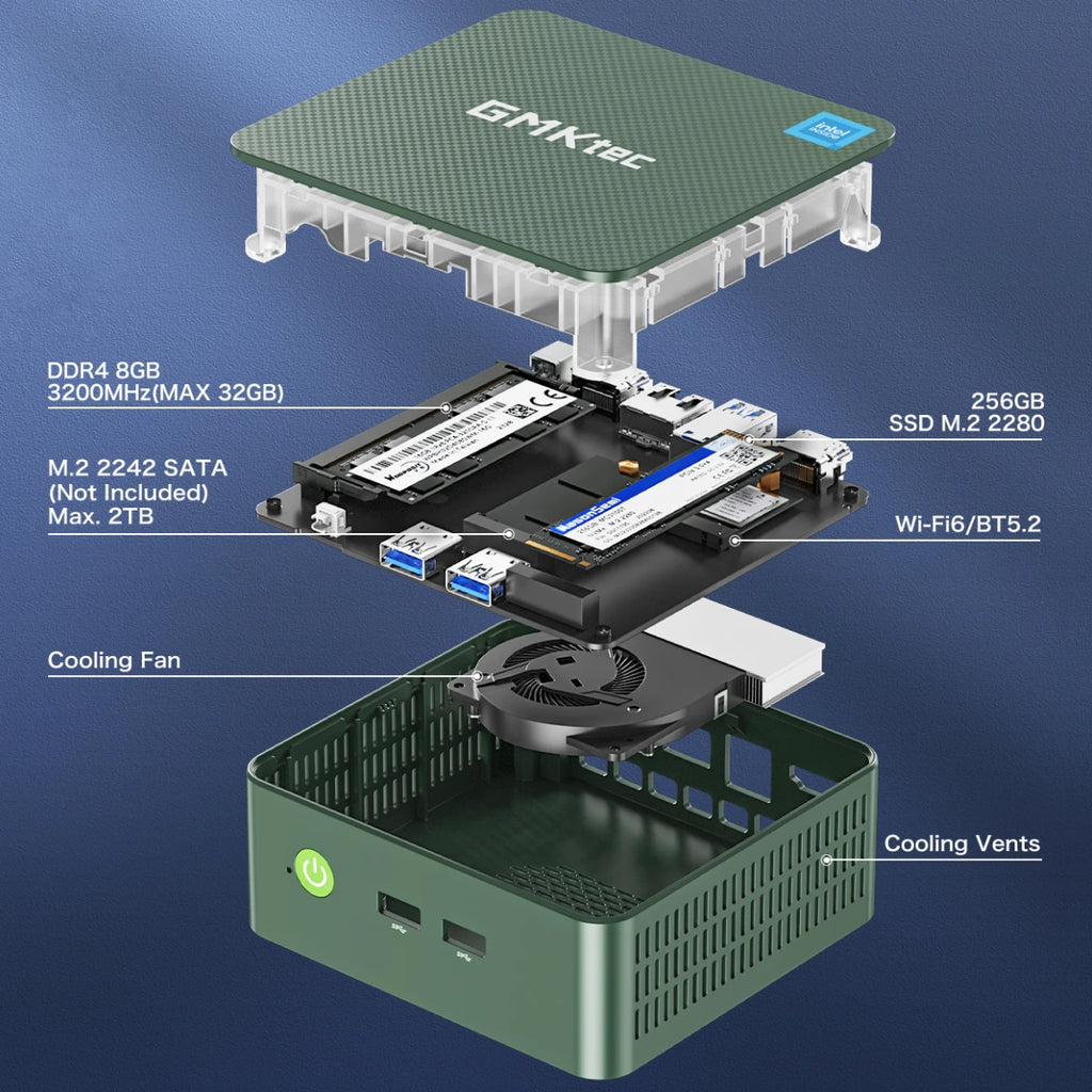 GMKtec G3 Mini PC Intel Alder Lake N100 Windows 11 Pro Desktop Computer 8/16GB RAM 256/512GB PCIe M.2 SSD WiFi 6 BT5.2 Mini PC