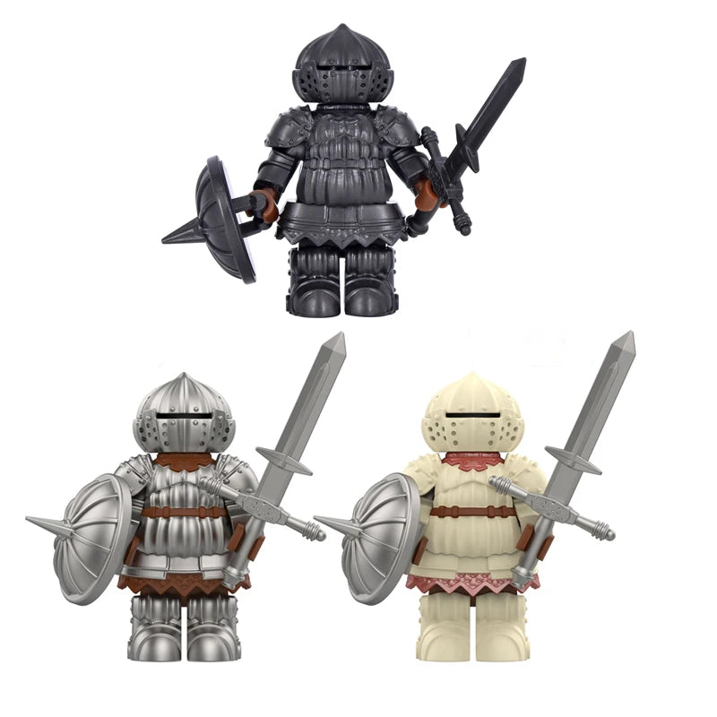 Medieval Onion Knight Detailed Black Knight Armor figure with Big belly, movable body building blocks toys