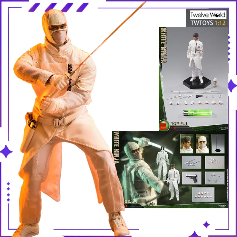 TWTOYS Original 1/12 Black Samurai White Ninja Mobile Doll Model Handmade Toy Boy Exquisite Gift Collection Ornament in Stock