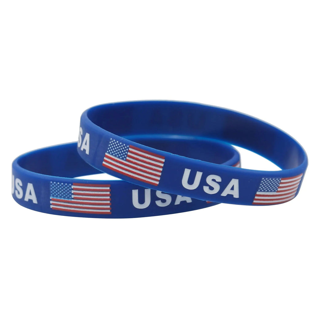 2er-Pack USA-Flaggenarmbänder für Damen und Herren, Sport-Silikonarmbänder, amerikanische Gummibänder, Armband-Accessoires, Geschenkideen