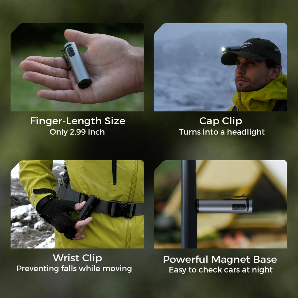 FLEXTAIL ZERO FLASHLIGHT - Tactical Flashlight with EDC Case, Up to 1200 LM, 7 Light Modes, Type-C Charging, IP67 Waterproof