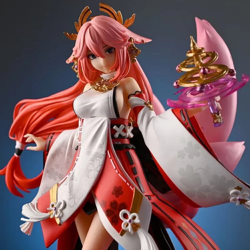 24CM Genshin Impact Yae Miko Figure Standing Game Merchandise Statue Collectible Model Desktop Ornament Decor Game Fan Toys Gift