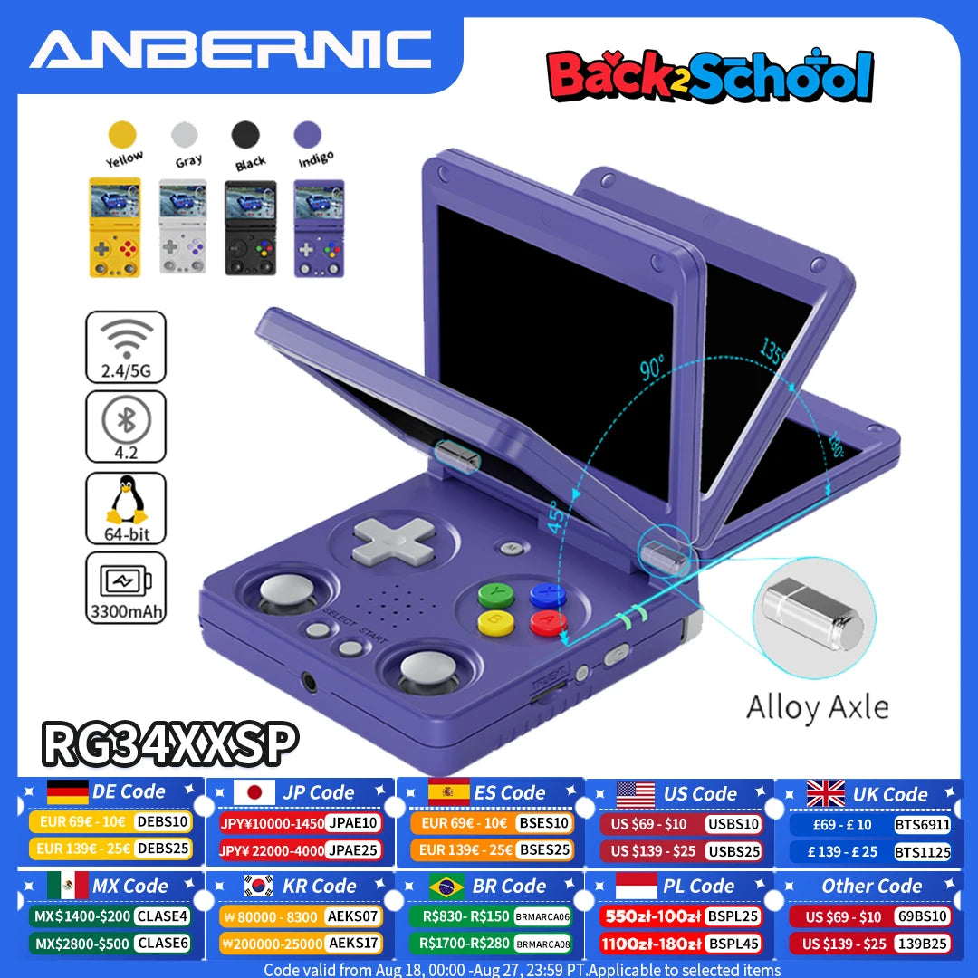 Anbernic RG34XXSP Flip-Handheld-Spielekonsole 3,4-Zoll-IPS-Bildschirm Linux 64-Bit 3300 mAh WIFI Zusammenklappbarer Retro-Video-Gaming-Player