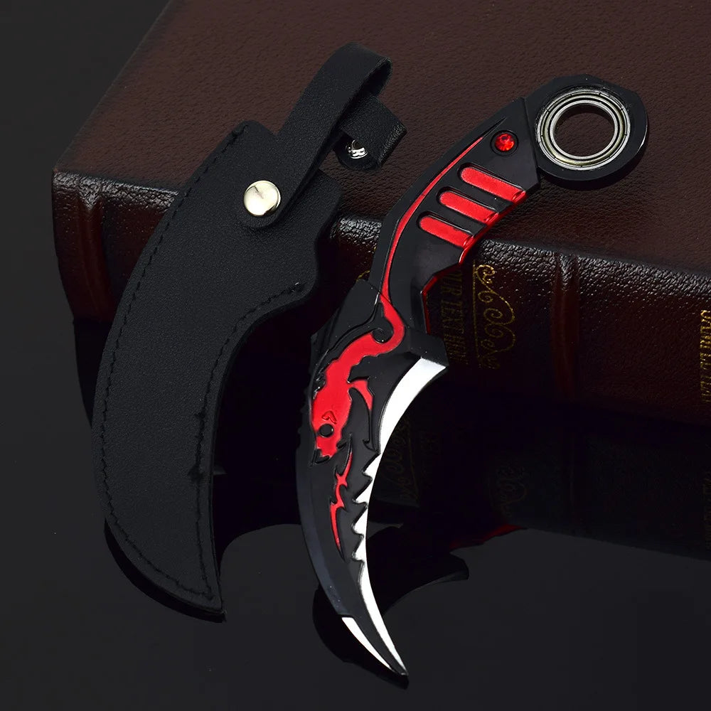 17CM Karambit Игра Живот и смърт Периферна Тъмна Луна Двойни Шипове Метален Модел Безопасност Мили Тери Влак Нож Играчки Меч Момче Подарък