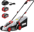 40 V 13 Zoll Elektro-Rasenmäher, kabellos, bürstenloser Motor, 5-fach Höhenverstellung mit 2 x 20 V 4,0 Ah Akkus und Ladegerät, Akku