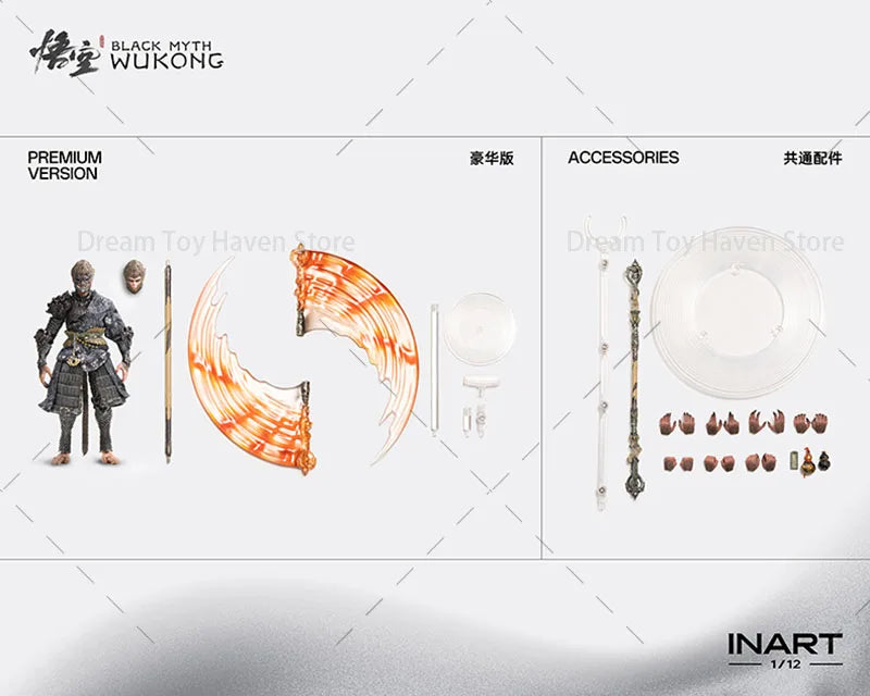 INART 1/12 Scale Male Soldier Black Myth Wukong The Chosen One Monkey King 6Inch Action Figure Model Fans Collectible