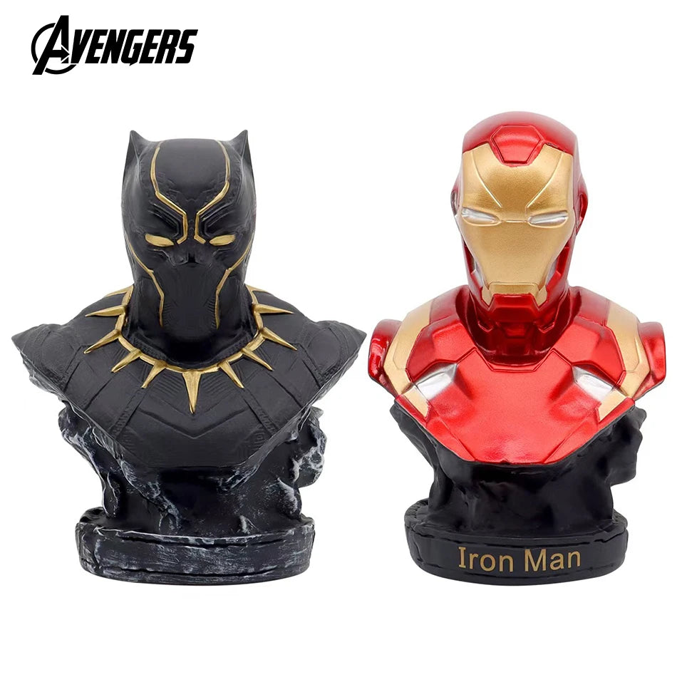 16CM Iron Man Panther Bust Anime Figure Statue marvel Avengers Large Figure Living Room Ornament Resin Collection Gift Toys