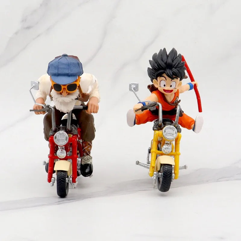 HOT 13cm Dragon Ball Z Anime Figure Son Goku Master Roshi Locomotives PVC Action Kame Sennin Motorcycle Toys for Children gitfs