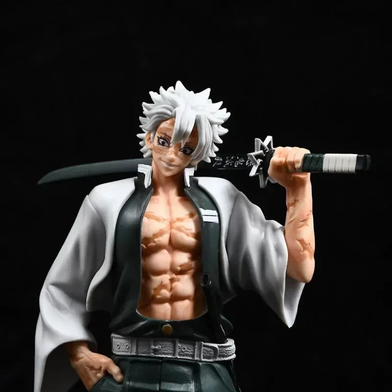 30cm Demon Slayer Anime Figure Gk Cheng Shinazugawa Sanemi Standing Statue Animation Peripherals Figures Ornaments Toys Gift