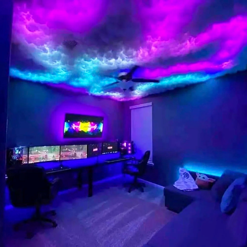 RGB Thunder Cloud Lamp Led , DIY Creative Cloud Lights Strip， Gaming Room Wall Light Bar Atmosphere Party Festival Decor Lights