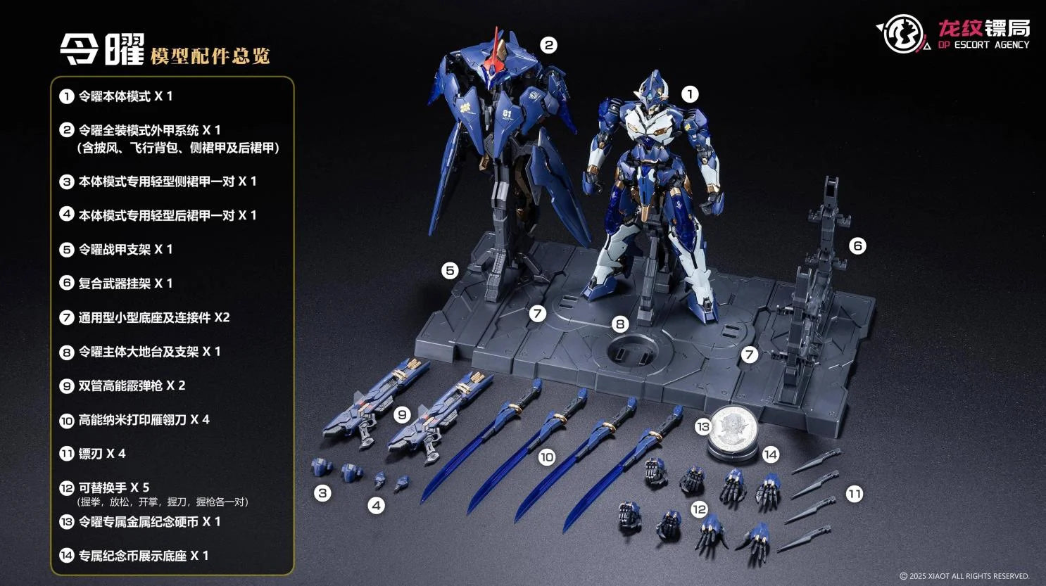 【In Stock】XIAOT Burning Steel Heavy Industry Escort Agency Project Dph 01 Ling Yao Mg 1/100 Anime Doll Assembly Mecha Model Gift