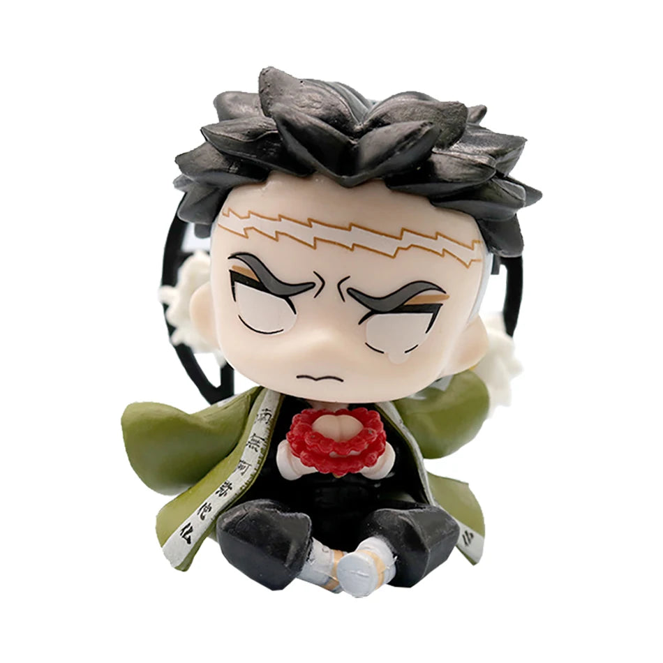 Anime 6Pcs/Set Q Version Demon Slayer Figurine  Boxed Model Ornament Accessory Cartoon Movability Kits Mascot Kid Toy Gift
