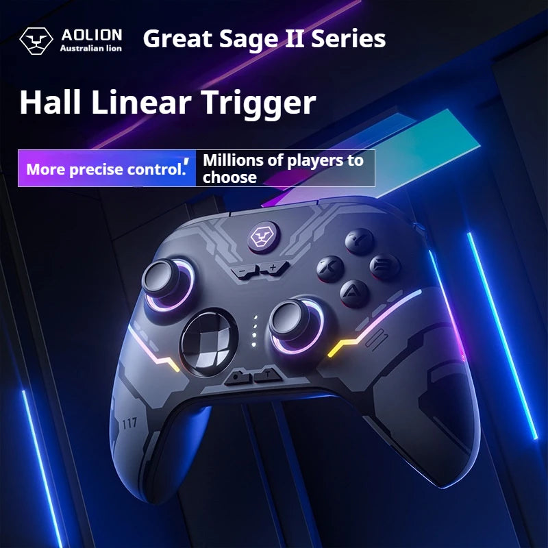 Aolion Gamepad Bluetooth Wired Hall Linear Trigger Vibration Sensation Ultra-Large Capacity Gaming Controller For Esports Player