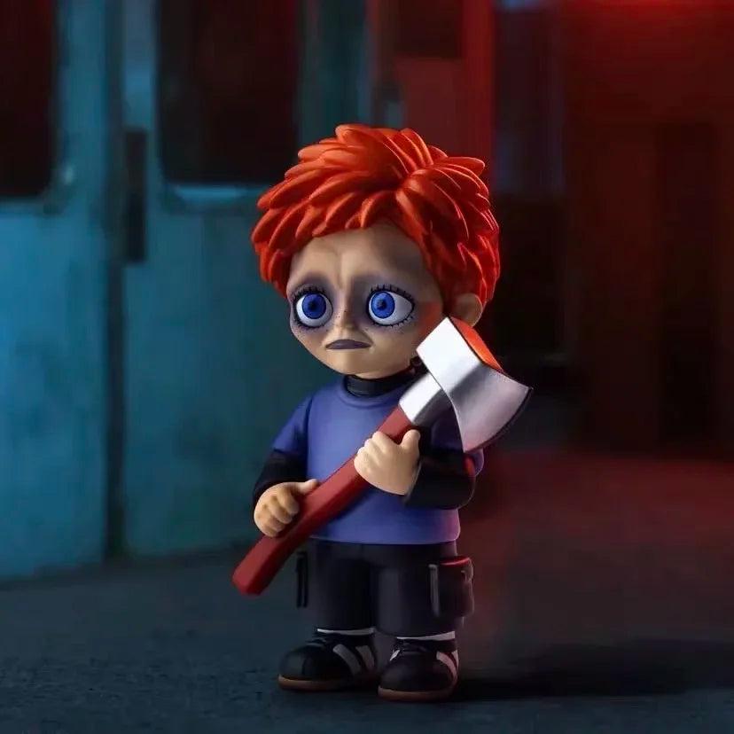 POPMART Halloween Chucky Ghost Kid Reincarnation Series Blind Box Trendy Toy Anime Actionfigur Überraschungsgeschenk zum Geburtstag