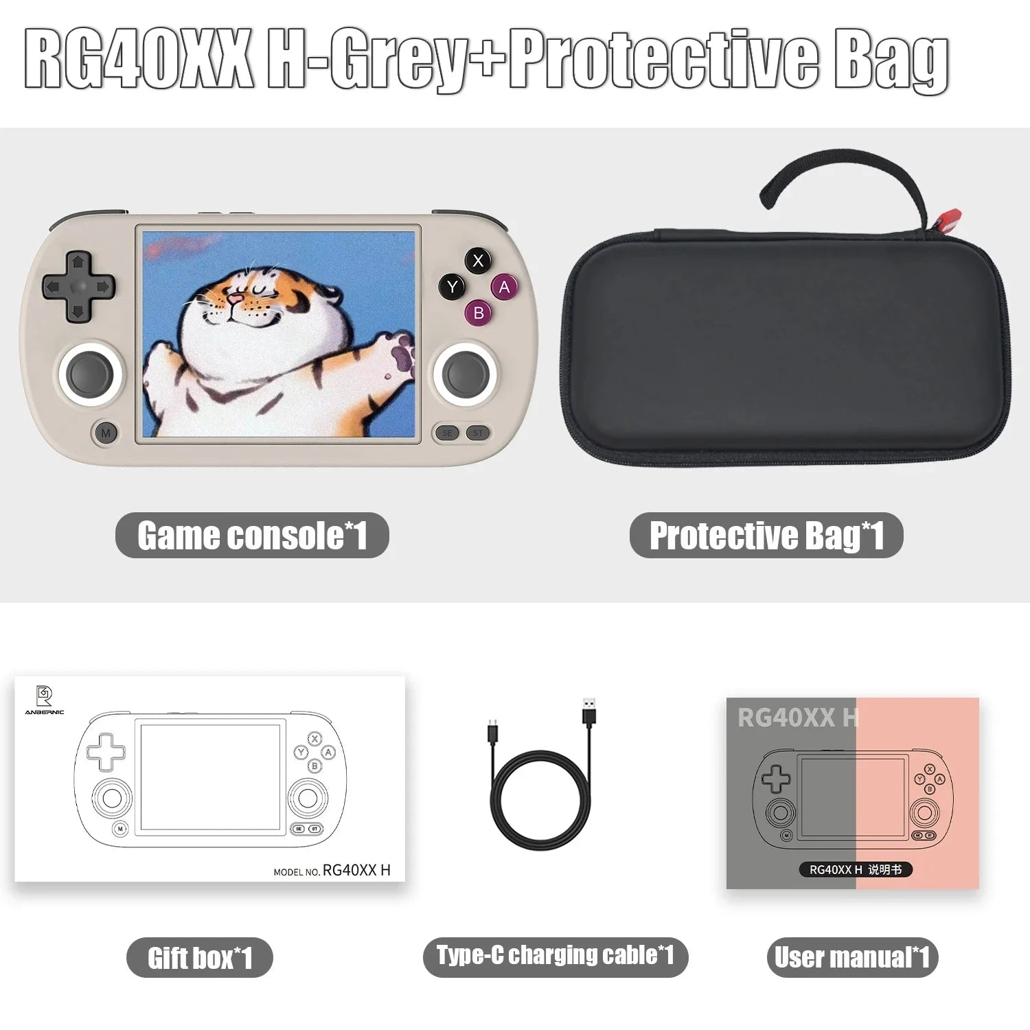 ANBERNIC RG40XX H RG 40XXH Retro Handheld Game Console Video Game Console 256G PSP Games 4.0-inch IPS Screen Linux System Gifts