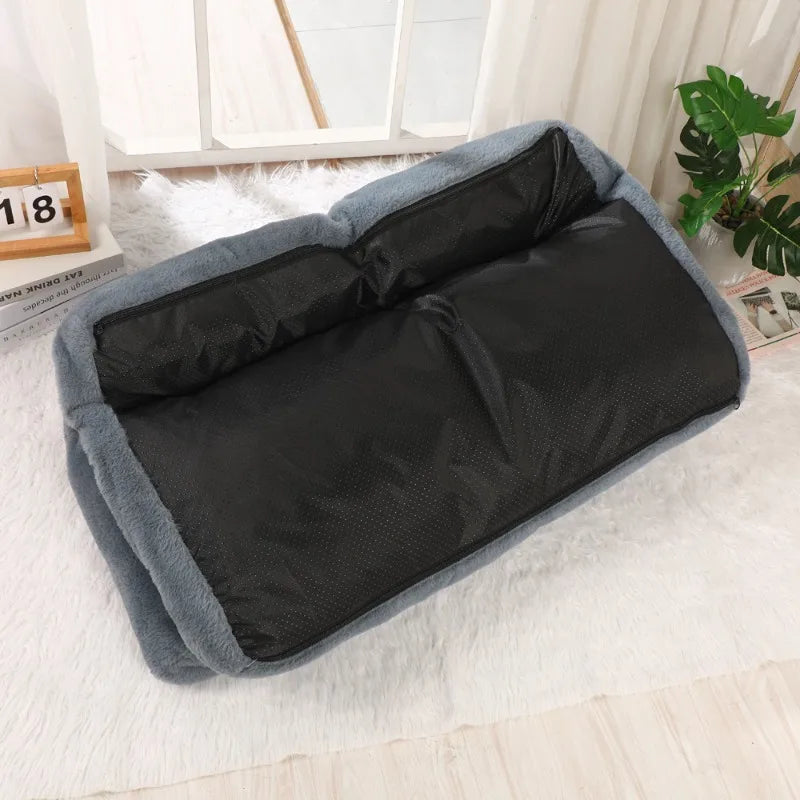 Cat Bed Sofa Winter Warm Plush Pet Bed Removable Washable Cover Indoor Orthopedic Cushion for Cats Small Dogs Faux Fur Nest