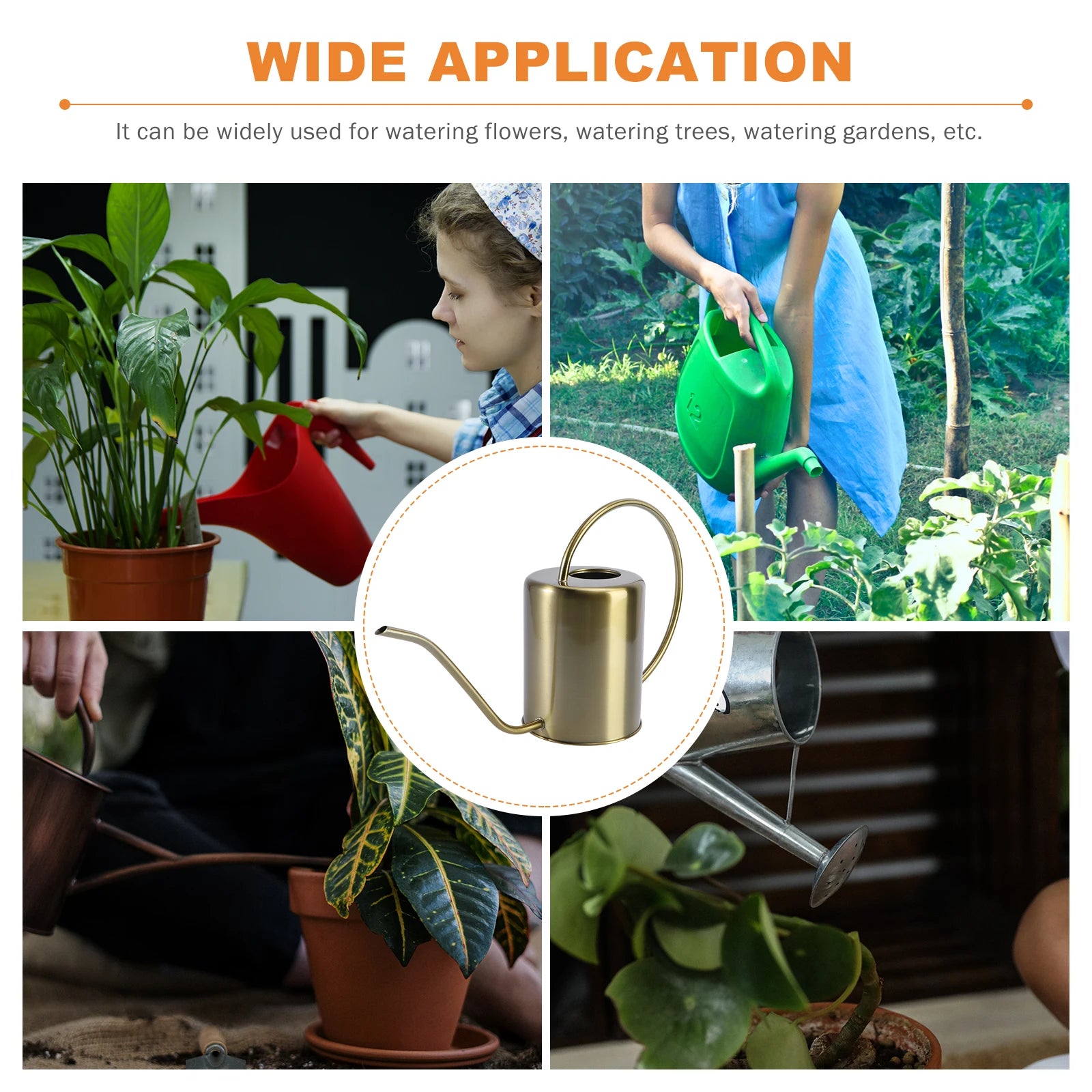 Brass Watering Can Stainless Steel Kettle Practical Pot Long Spout Metal Flower Sprayer Useful Watering Tool