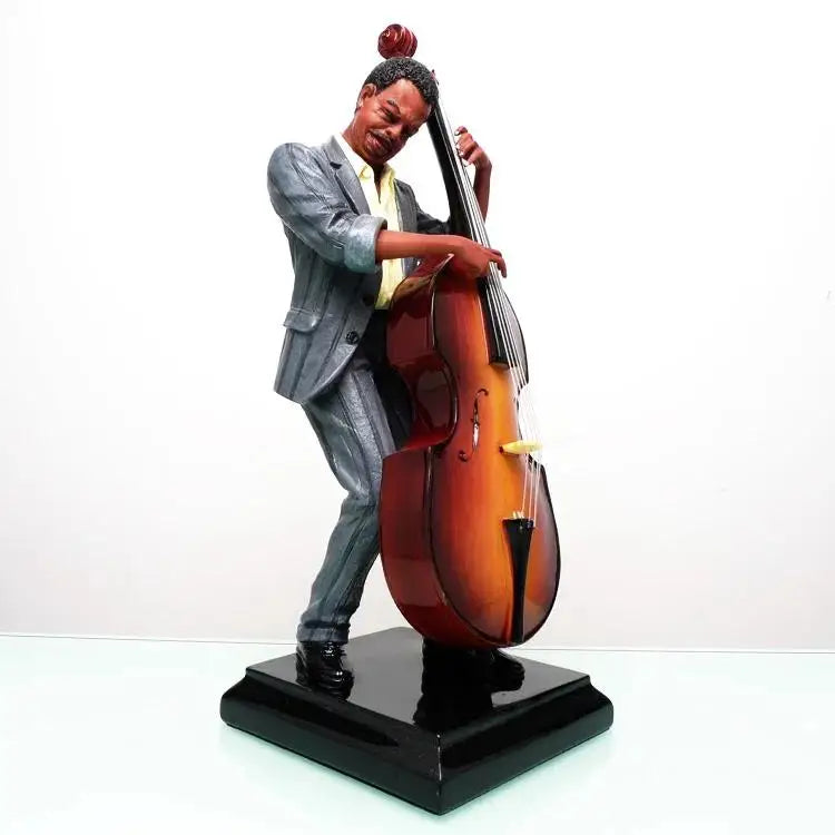 Bar and Cafe Furnishings American Jazz Figure Bass Player Art Sculpture Home Decoration Craft Gift Music Studio Display