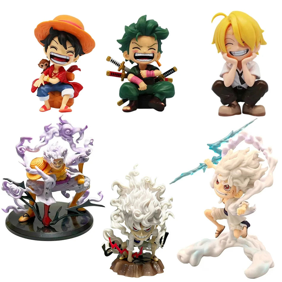 One Piece Handheld Luffy Solon Sitting Q-Version Trendy Play Cartoon Anime Desktop Car Ornament Peripheral Gifts