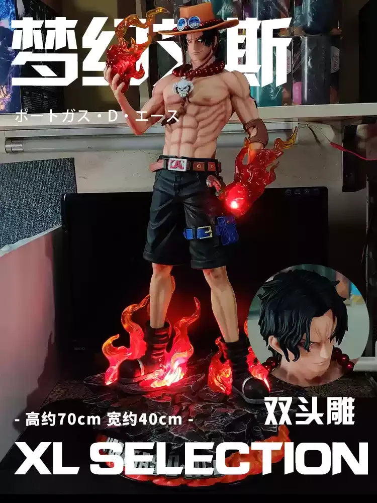 One Piece 73cm Zoro Gk Luffy Large Scale Sculpture Ace Anime Figure Model Desktop Decoration Model Replaceable Head Toys Gifts