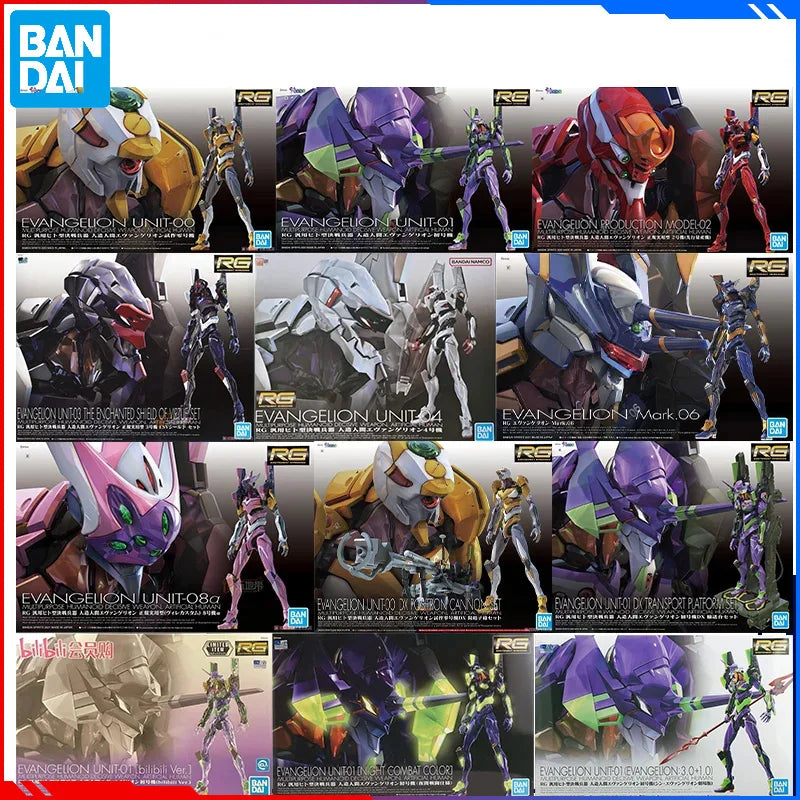 Original Genuine RG EVANGELION UNIT-00 -01 -02 -03 -04 -06 -08 Bandai Anime Model Toys Action Figure Gifts Collectible Ornaments