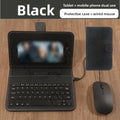 Portable Keyboard Mouse Set Type C & Micro Available Bluetooth Mouse Phone Holder PU Leather Shell Home Work Keyboard