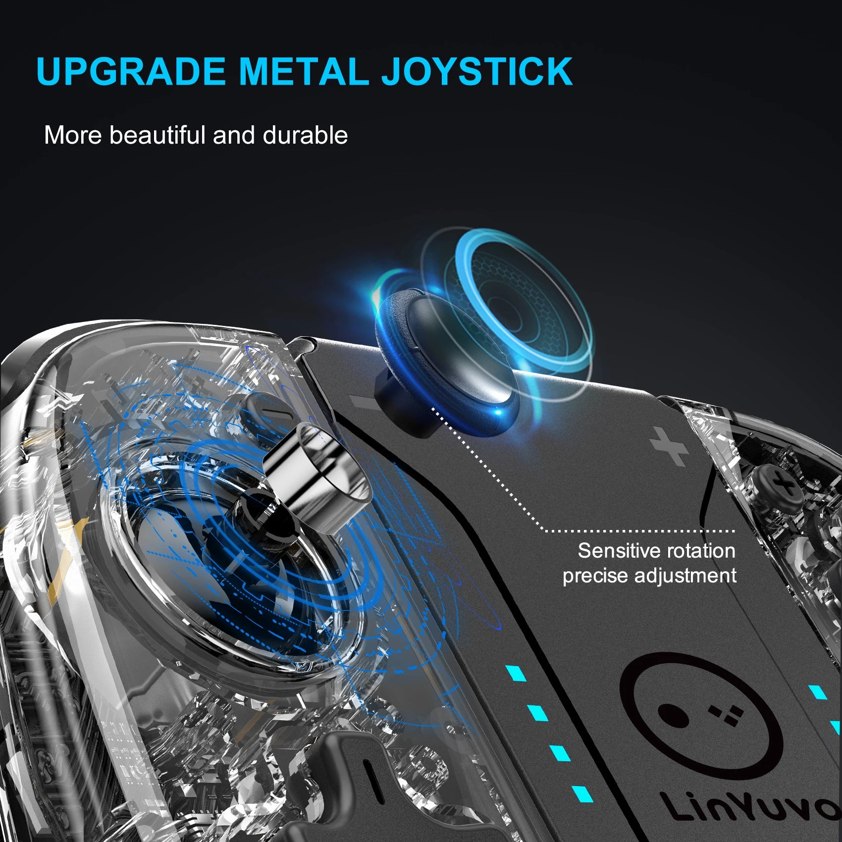 LinYuvo 8 LED Color Replacement Joypad Wireless Controller for Switch&OLED,with Turbo/Vibration/6-Axis Gyro/Wake-up FunctionKS58