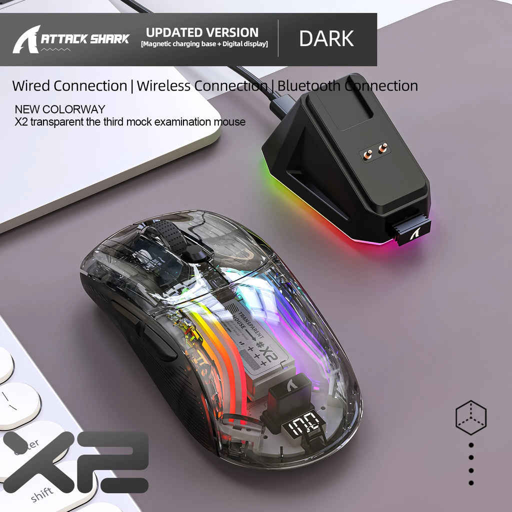 Attack shark X11/X6/X2/X2Pro Gaming-Maus, magnetisch, RGB, PAW3395, Bluetooth, Tri-Mode-Verbindung, kabellose Gamer-Maus, DPI einstellbar