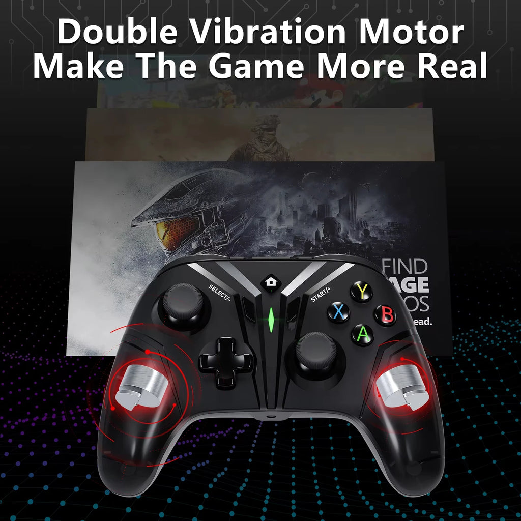 Wireless Gamepad for Nintendo Switch, Android, IOS, PC & Steam Games Hall Effect Stick with Six-axis Bluetooth Game Controller