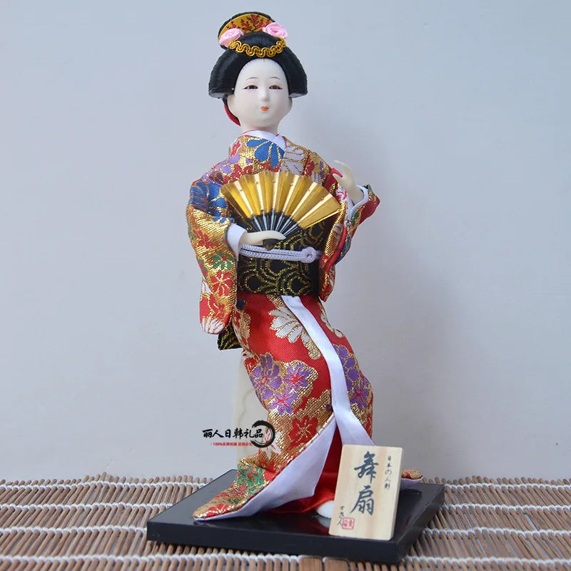 12inch Japanese Geisha Doll Statuette Sitting Figurine Japanese Kimono Kokeshi Kabuki Geisha Handicraft Ornament Birthday Gift