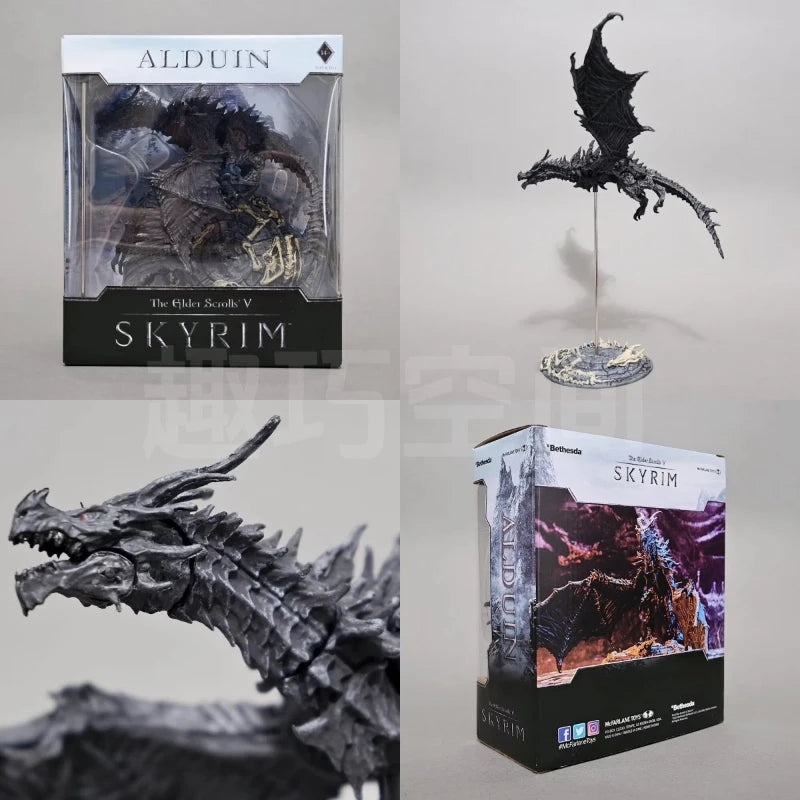25cm Alduin Black Dragon Action Figure The Elder Scrolls V Skyrim Articulated Boxed Collectible Statue For Game Fans