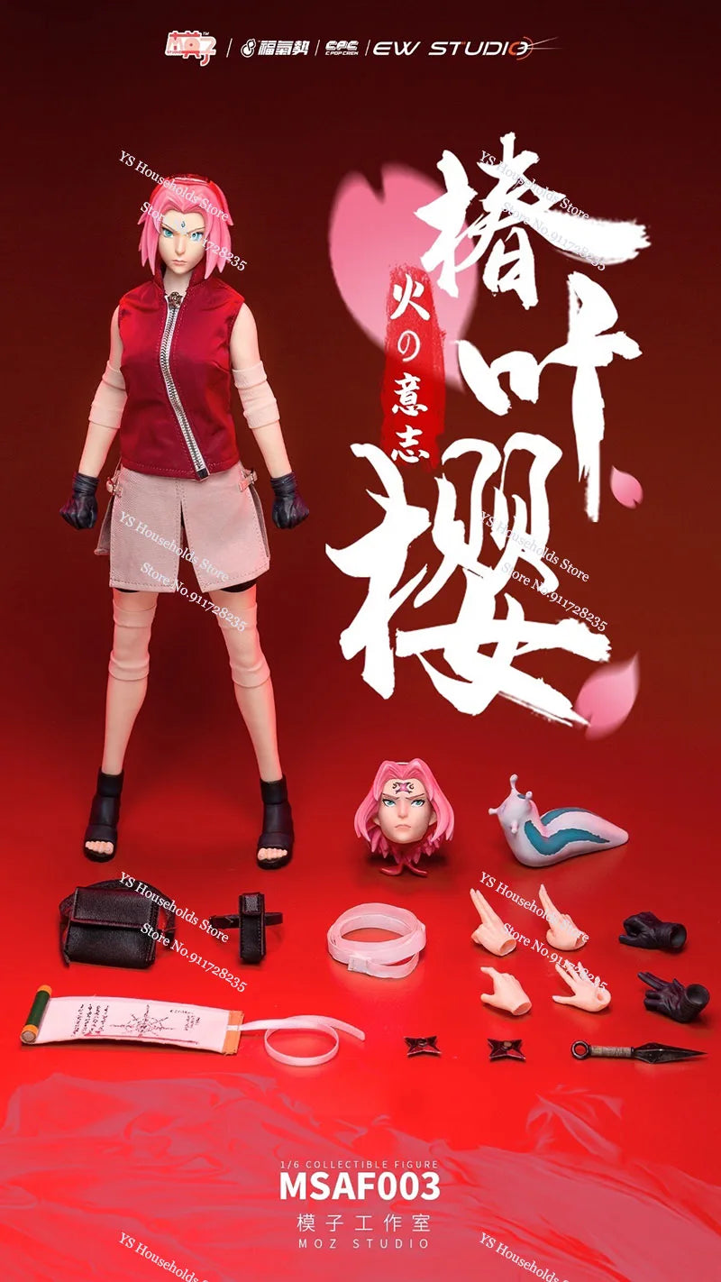 MOZ STUDIO MSAF003 1/6 Haruno Sakura Movable Girl Action Figure Anime Naruto Delicate 12" Full Set Female Soldier Collection