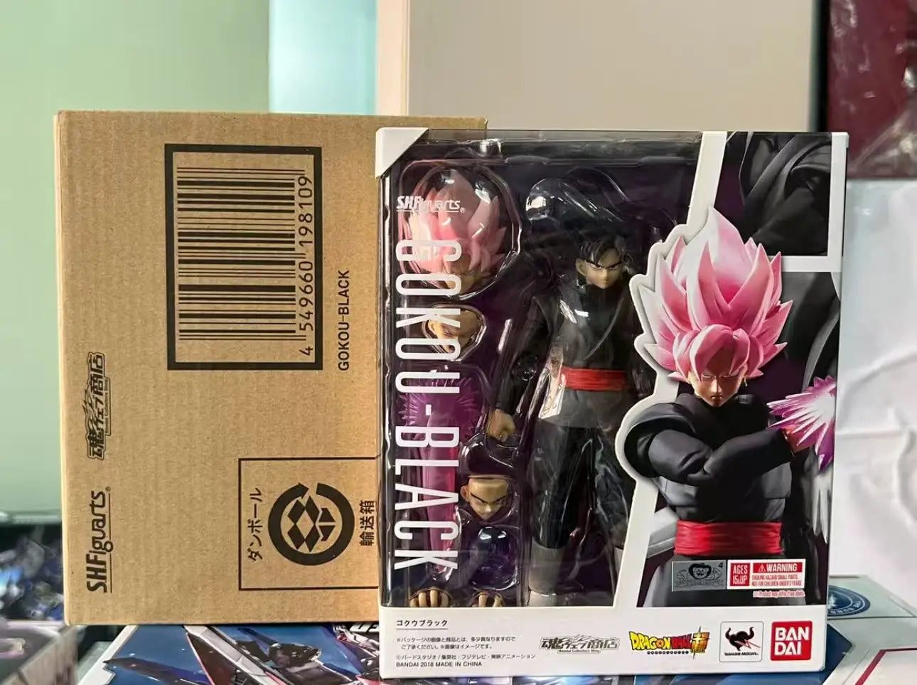 In Stock 100% Original Bandai SHF SH FIGUARTS Dragon Ball Goku Goku Black Action Character Anime Model Toy Pink Hair PVC Gift