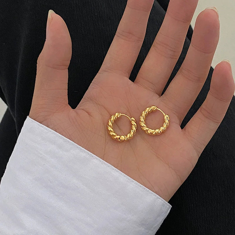 VENTFILLE 925 Sterling Silver Chunky Hoop Earrings for Women Geometric Circle Punk Ear Jewelry Party Gifts 2023 New Dropshipping