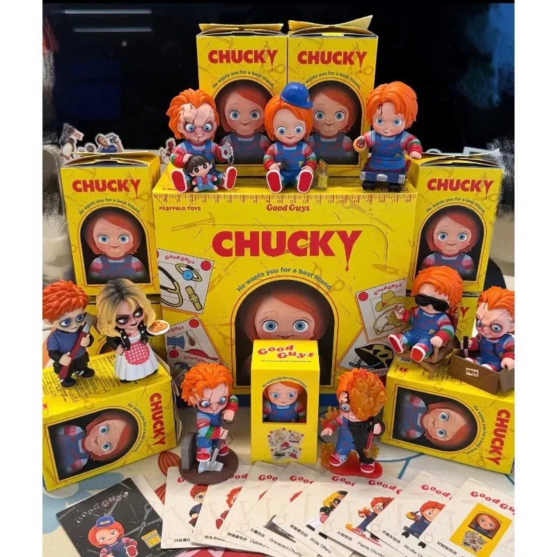POPMART Halloween Chucky Ghost Kid Reincarnation Series Blind Box Trendy Toy Anime Actionfigur Überraschungsgeschenk zum Geburtstag