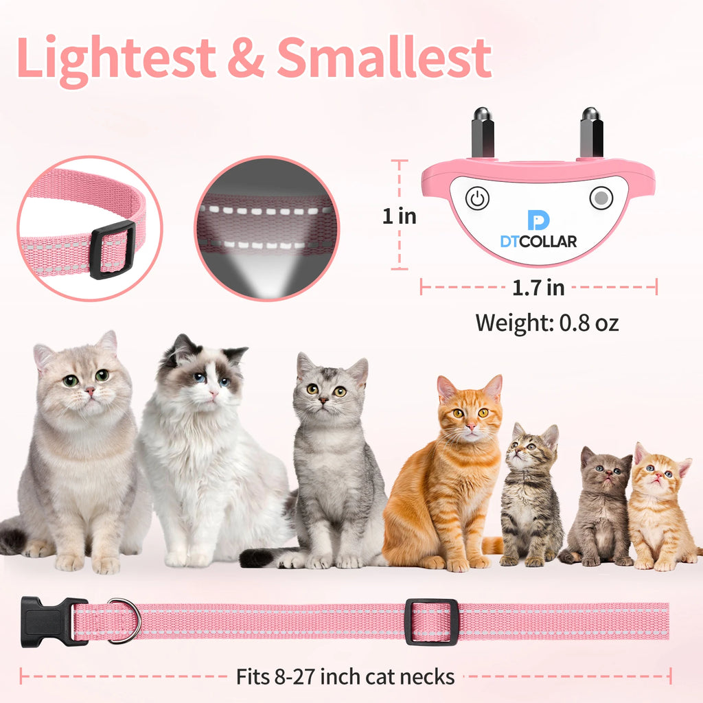 Katzen-Trainingshalsband, automatisches Anti-Bell- und Anti-Miau-System, Fernbedienung mit Piepton/Vibration/Schock, verstellbares, sicheres Halsband für Freigängerkatzen